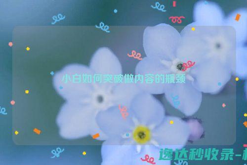 小白如何突破做内容的瓶颈_好文分享